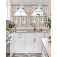 thumbnail image 4 of Easter Swag Kitchen Curtains Sets for Windows 24 Inch Length, Spring Colorful Bunny Eggs Flower Wood Grain Short Window Curtain Panels Swags Valances and Tiers 3 Piece Set for Cafe/Dining Room, 4 of 5