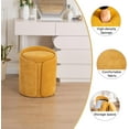 thumbnail image 4 of Swivel Vanity Stool with Gold Base Comfy Vanity Chair Modern Round Stool for Makeup Vanity Ottoman Foot Rest for Bedroom livingroom, Yellow, 4 of 18