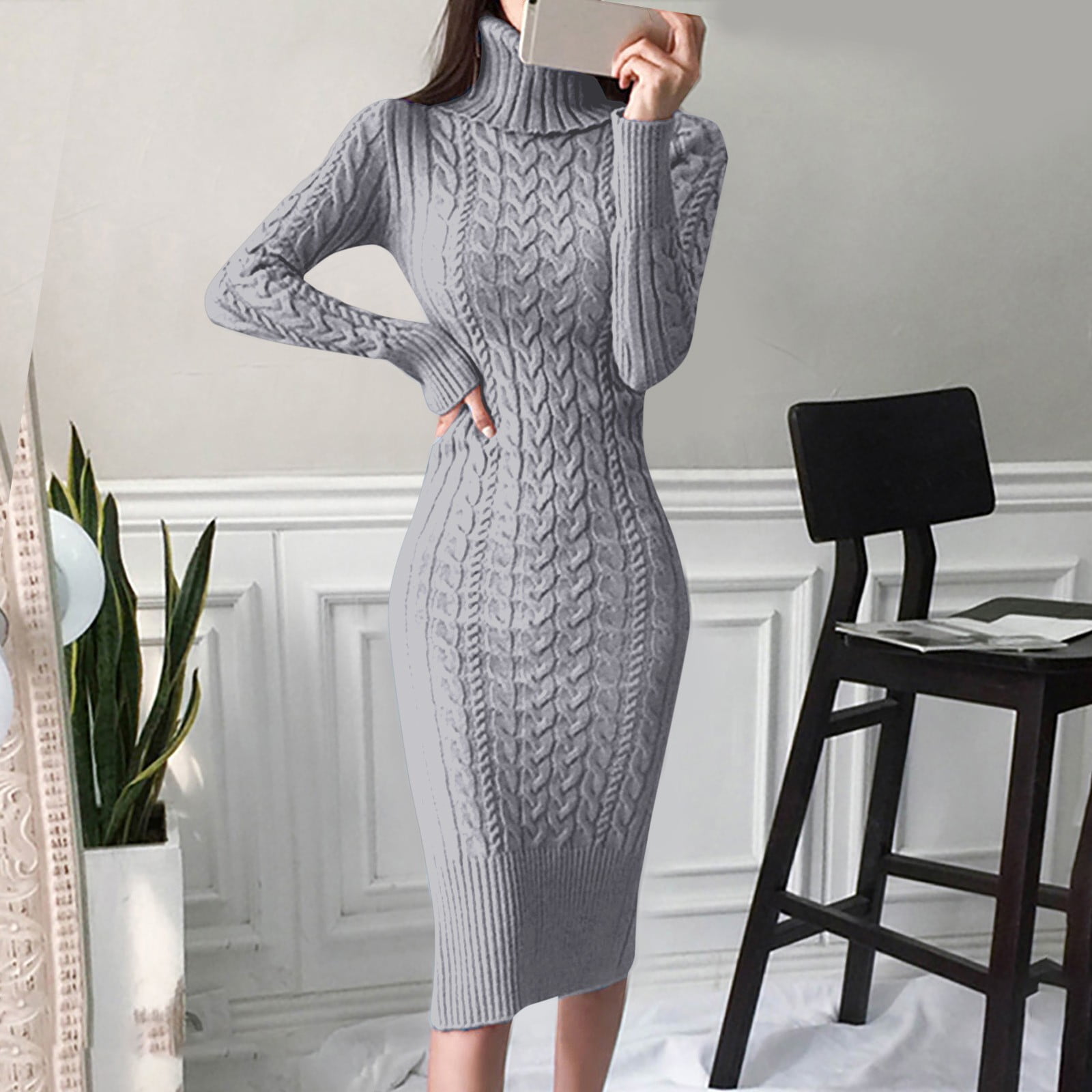 SZXZYGS Long Sleeve Midi Dress Womens Long Sleeve Turtleneck Sweater Dresses  Knitted Bodycon Midi Jumper Dresses Womens Fall Dresses 2023 Long Women's  Casual Dresses Fall 2023 - Walmart.com