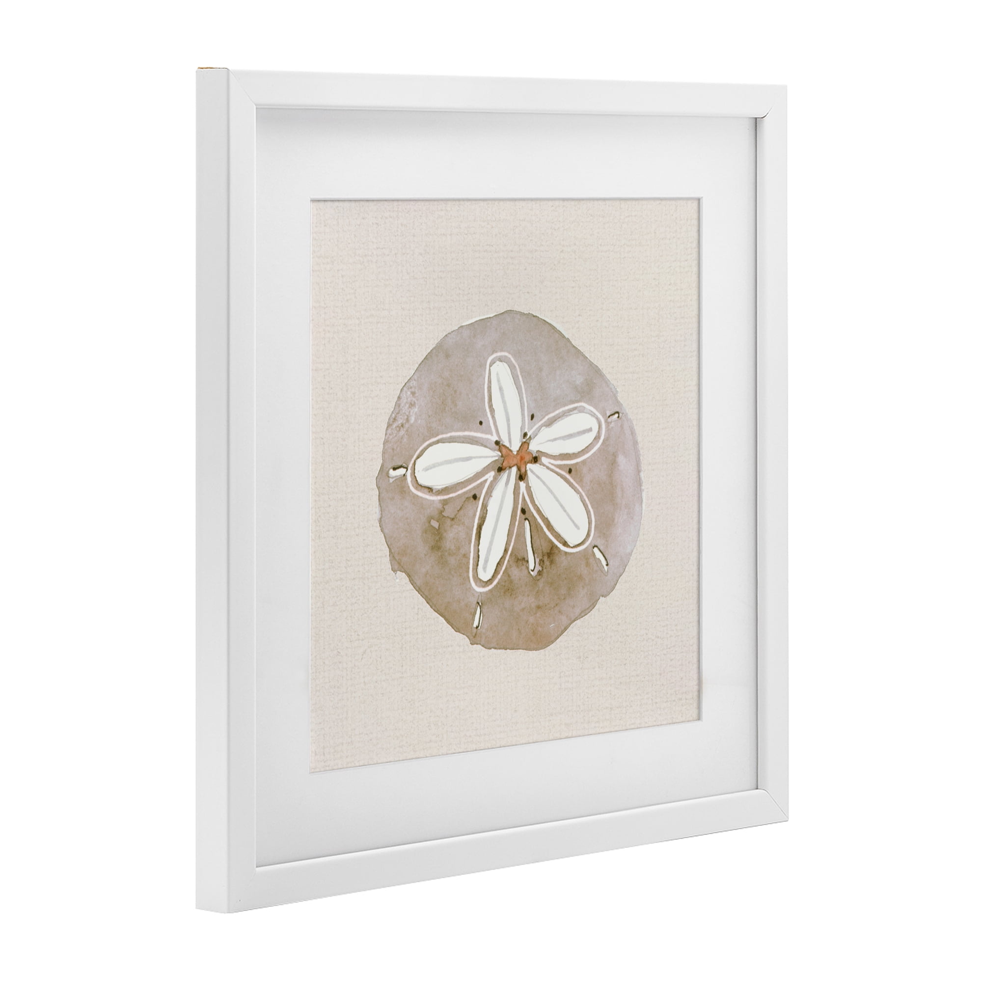 Stupell Industries Serene Beige Sand Dollar White Framed Print Under Glass, design by Lanie Loreth