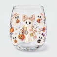 thumbnail image 4 of SLYNSHome Cute Ghost Pumpkin Print Stemless Wine Glass, Fall Themed Clear Tumbler Cup, Decorative Clear Glassware For Halloween Party Indoor Table Arrangement, 4 of 4