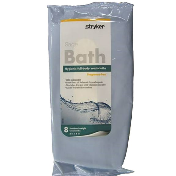 Sage Bath Bath Wipe or Washcloth 8 x 8" 7989, 88 Pack 704 Wipes