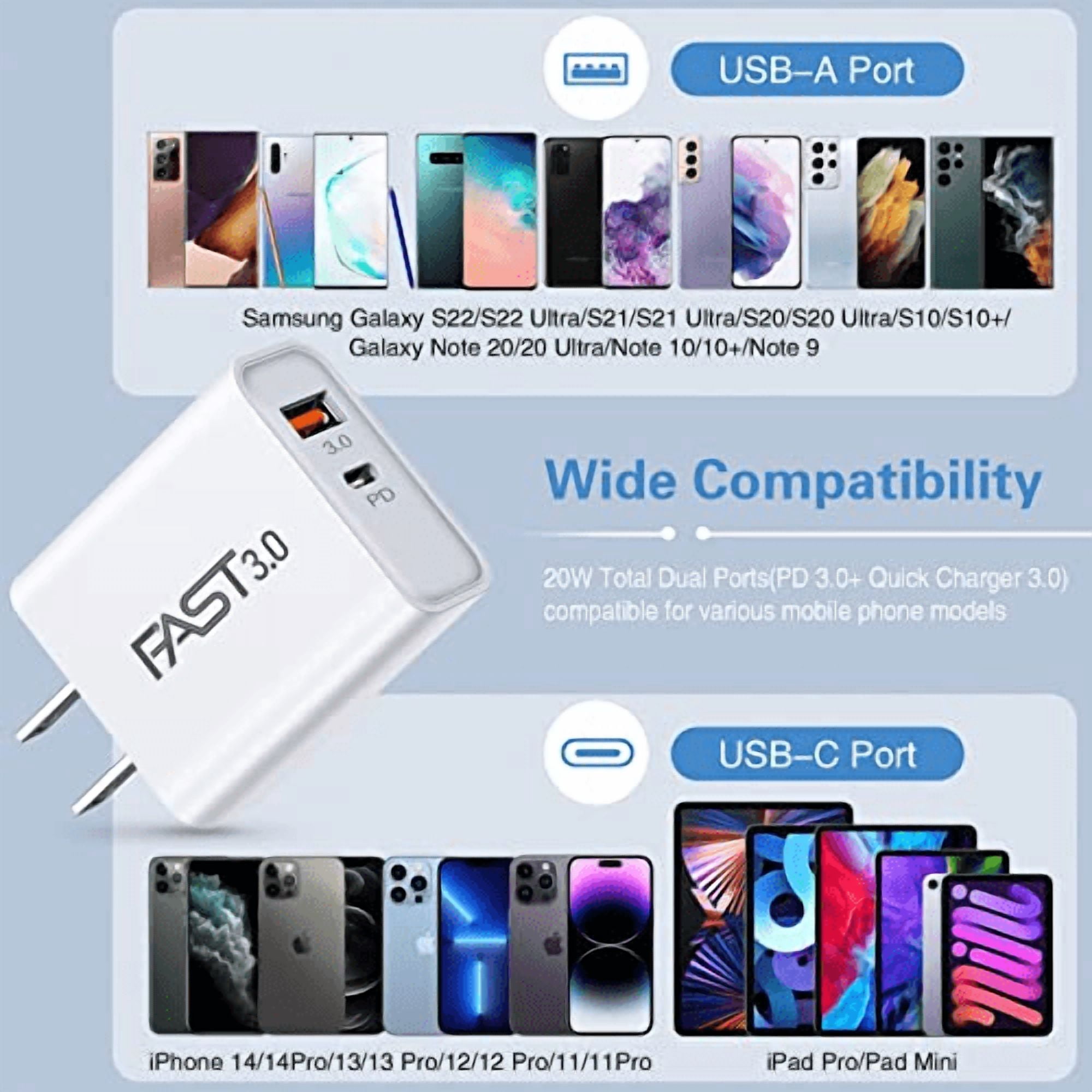 xzyuan 5 Pack USB C Wall Charger Block Dual Port PD Power Delivery Fast Type C Charging Block USB C Adapter Plug Box Brick Cube for iPhone 15 Pro Max, Google Pixel 6 5, Samsung Galaxy (White)