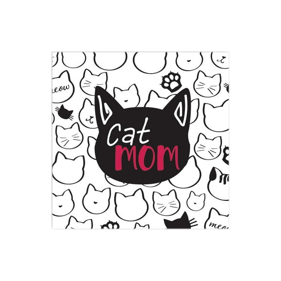 Cat Mom Black Cat Face 12 x 12 Wood Wall Sign Plaque