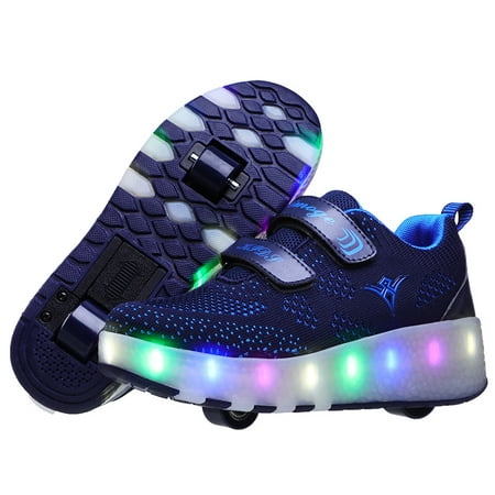 

YAZI Kids Roller Shoes Boy Girl Sneakers with Wheels Become Sport Sneaker with Led for Christmas Birthday Children Show Gift