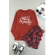 thumbnail image 4 of ABPHQTO Ropa de estar por casa de dos piezas con estampado de tartán rojo Feliz Navidad para mujer, 4 of 5