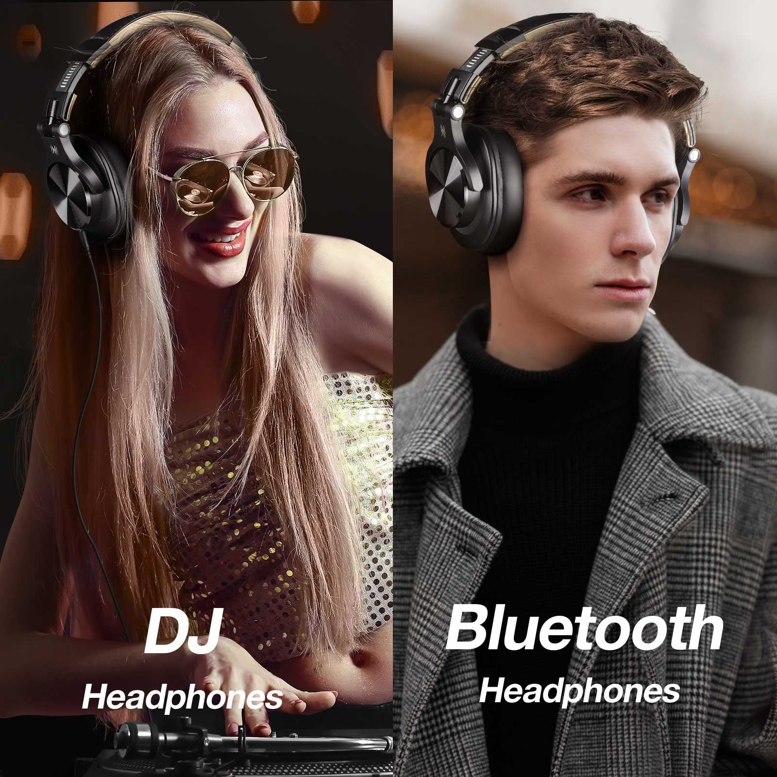 OneOdio Bluetooth Over-Ear Headphones with Mic | Wireless & Corded Dual-Mode Headphones for Drum Piano PC Phones Laptop-72 Hours Playtime-A70 Gold