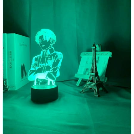 

3D nightlight Sleep lamp for Boys Anime Attack on Titan for Home Room Decor Cool Kid Child Gift Captain Levi Ackerman Figure Change Color KATA