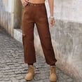 thumbnail image 2 of Jeans for Women Casual Lightweight Elastic Waist Stretchy Pants Summer Trouses with Pockets Brown M, 2 of 7