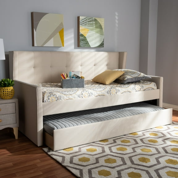 Baxton Studio Giorgia Upholstered Twin Size Daybed with Trundle, Multiple Colors