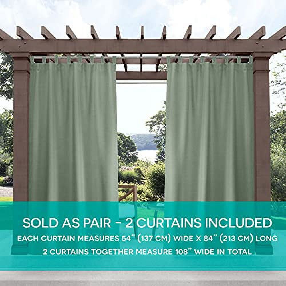 Exclusive Home Curtains Indoor/Outdoor Solid Cabana Tab Top Curtain Panel Pair, 54x108, Seafoam