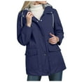 thumbnail image 3 of Splozh Womens Anorak Jacket Lightweight Women Military Anorak Jackets Zip Up Snap Buttons Utility Coats Outwear with Pocket Dark Blue,4XL, 3 of 5