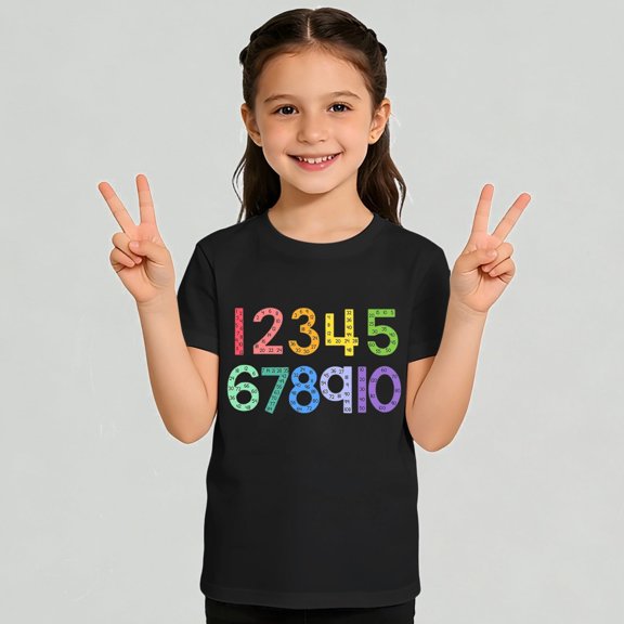 Xijirk Girls T Shirts Stylish Graphic Print Short Sleeve Tee for Kids Youth Comfortable Casual Basic Childrens Top,10-11 Years