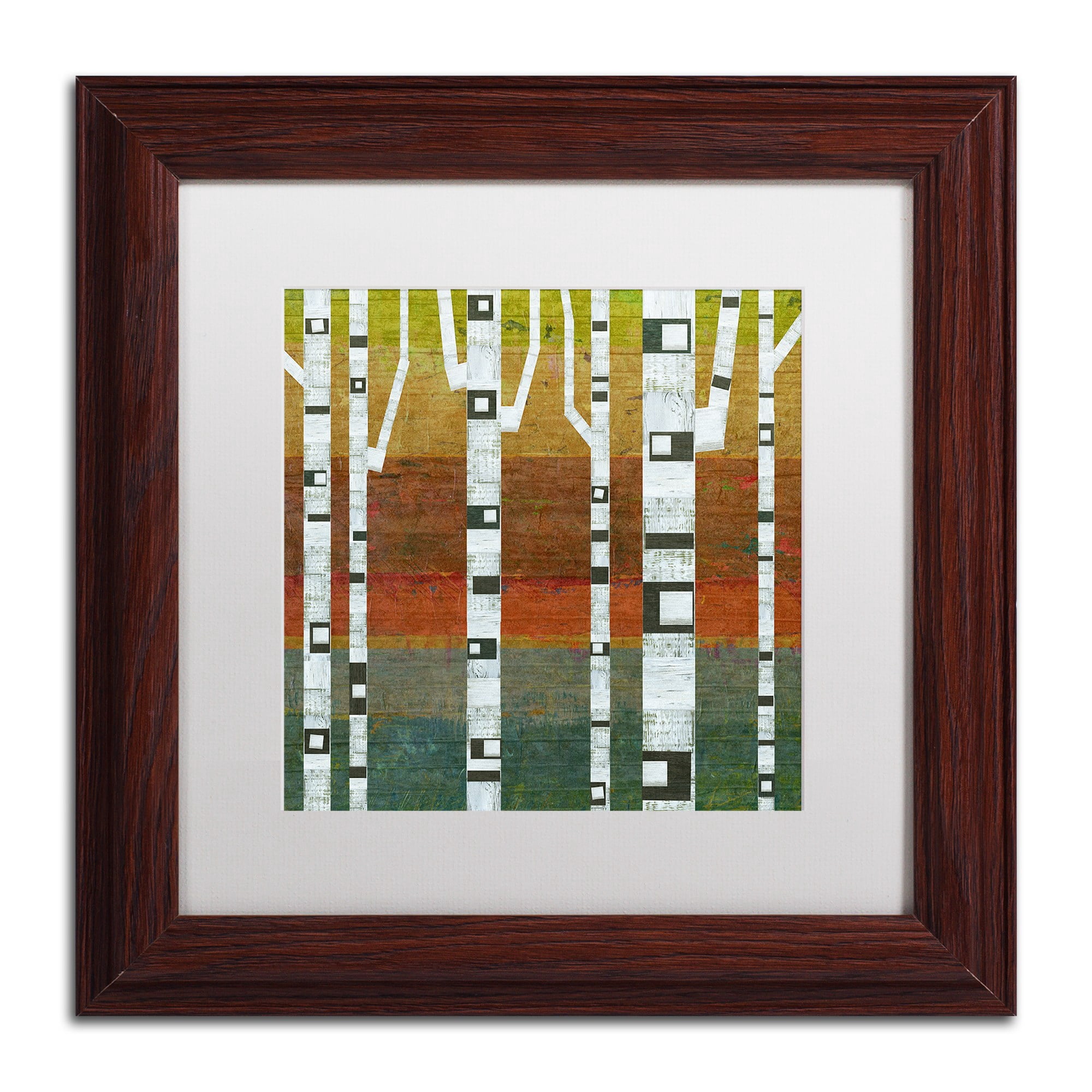 Trademark Fine Art "Birches" Canvas Art by Michelle Calkins, White Matte, Wood Frame
