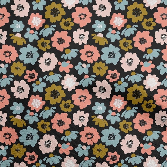 oneOone Polyester Spandex Black Fabric Asian Retro Floral Quilting Supplies Print Sewing Fabric By The Yard 56 Inch Wide