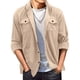 thumbnail image 1 of Blusa y camisa de manga larga con cuello vuelto para hombre, de gamuza, con solapa, botones y bolsillo, informal, de manga larga, sin capucha, para hombre, 1 of 8