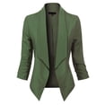 thumbnail image 1 of MixMatchy Women's Casual Work Solid Open Front 3/4 Sleeve Blazer Jacket with Plus Size, 1 of 4