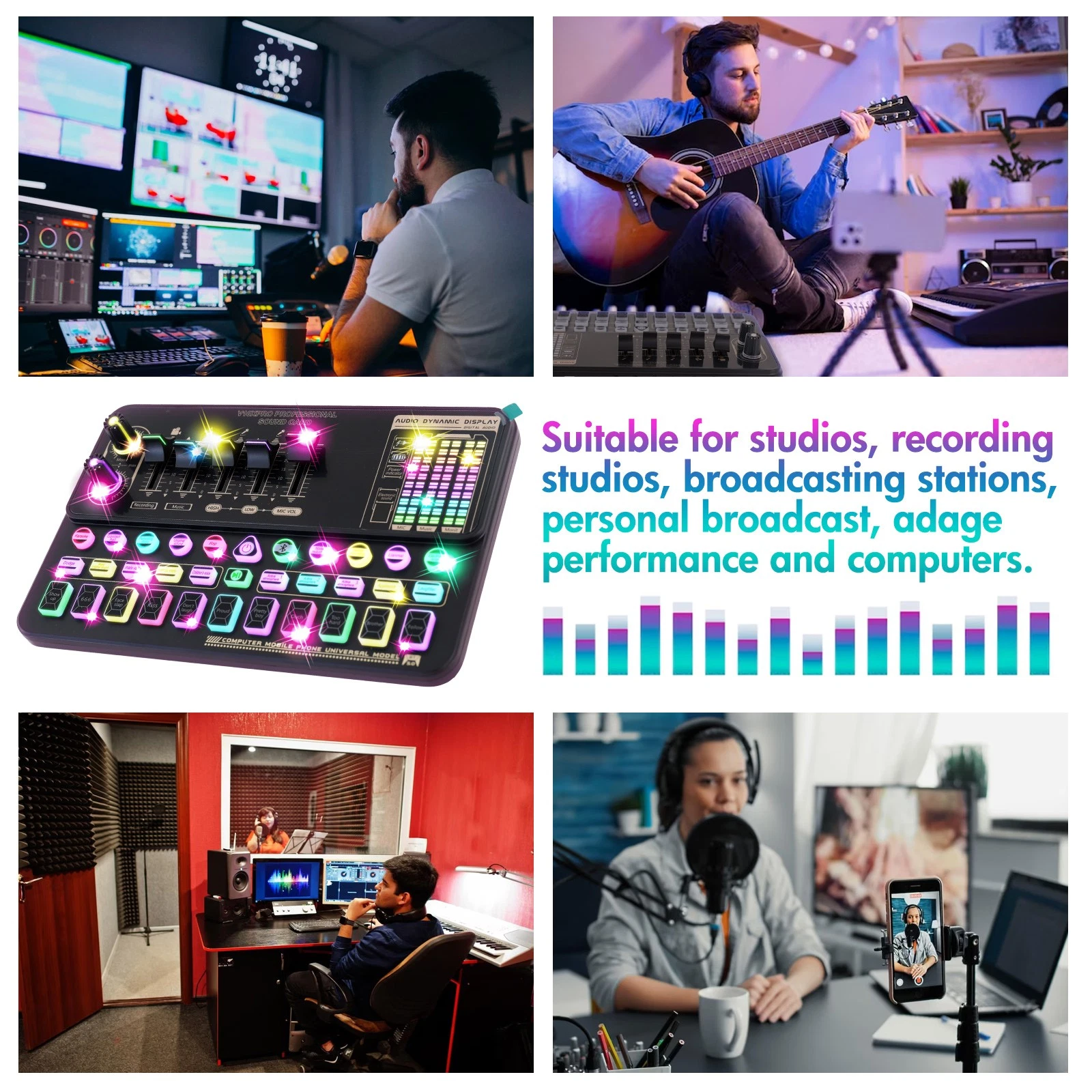 Complete Home Studio Recording Kit Mixer Condenser Microphone for Music Podcast