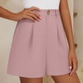 thumbnail image 5 of Women's Pleated Dress Shorts, High Waisted Wide Leg Tailored Shorts, Business Casual With Pockets For Summer Office Wear Pink 2XL, 5 of 9