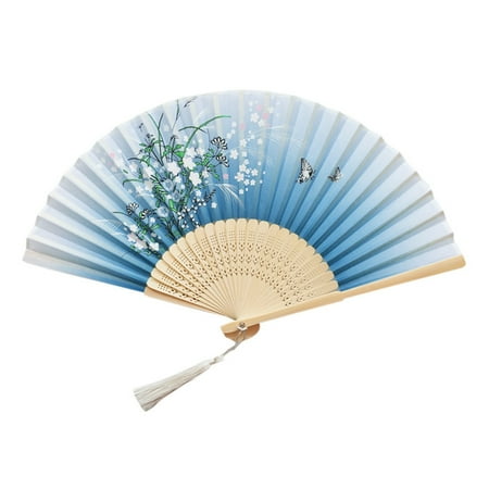 

ZTTD Folding Fans Handheld Fans Bamboo Fans Women s Hollowed Bamboo Hand Holding Fan A