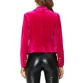 thumbnail image 3 of INSPIRE CHIC Women's Velvet Blazer Lapel Collar Long Sleeve Button Wear-to-Work Suit Jacket 3XL Hot Pink, 3 of 6