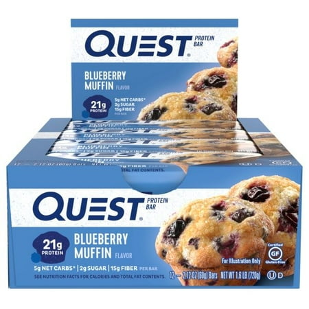Quest Nutrition Protein Bar, Blueberry Muffin, 21g Protein, 12