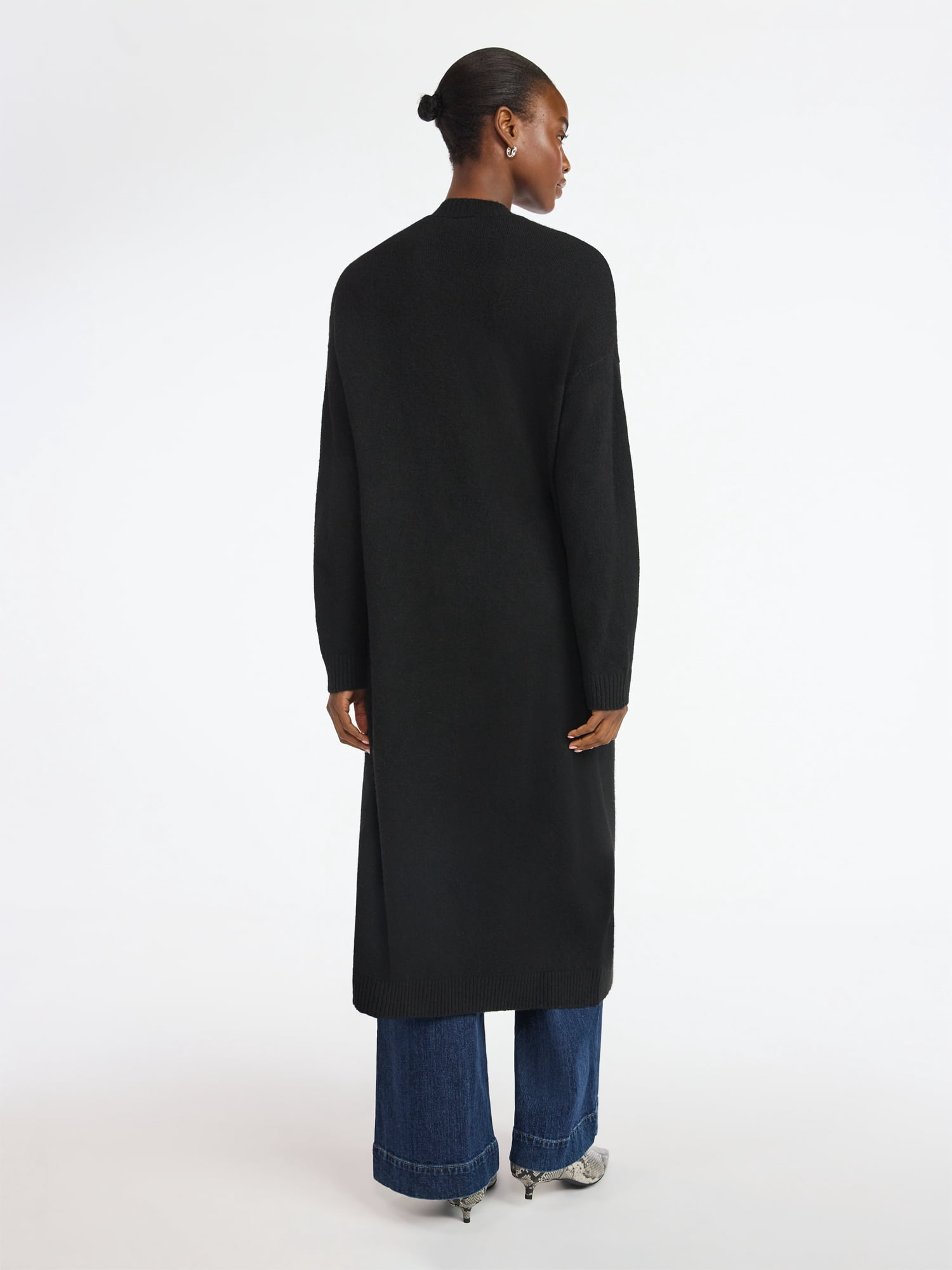 Scoop Women's and Women's Plus Button Front Maxi Cardigan Sweater, Midweight, Sizes, XS-4X