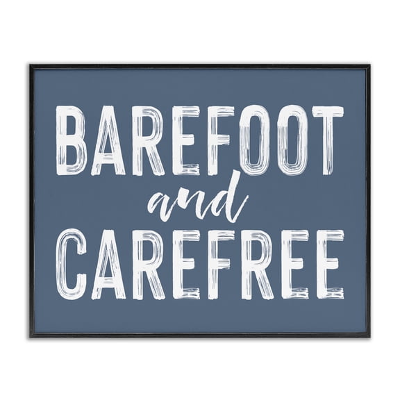 Barefoot & Carefree Blue Black Framed Giclee Art, design by Lettered and Lined