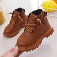 thumbnail image 4 of Girls Boys PU Leather Ankle Boots Lace Up Waterproof Combat Shoes for Toddler/Little Kid, 4 of 10