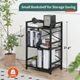 thumbnail image 3 of 3 Tier Bookcase, Small Bookshelf Storage for Bedroom, Living Room, Office Home, Black, 3 of 8