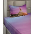 thumbnail image 2 of Ambesonne Eiffel Tower Fitted & Top Sheet Set with Sham, Colorful Sky Paris, Multicolor, 2 of 4