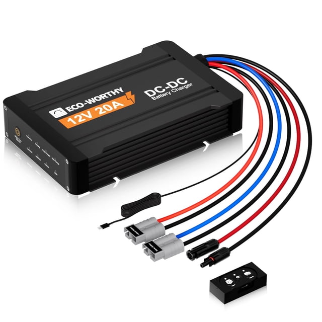 Cargador de baterías de CC a CC ECO-WORTHY 12 V 20 A con MPPT de 16,4 pies