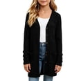 thumbnail image 2 of Girls Cardigan Sweaters with Pockets Casual Lightweight Warm Button Down Kids Fall Winter Long Jacket Black 5-14, 2 of 5