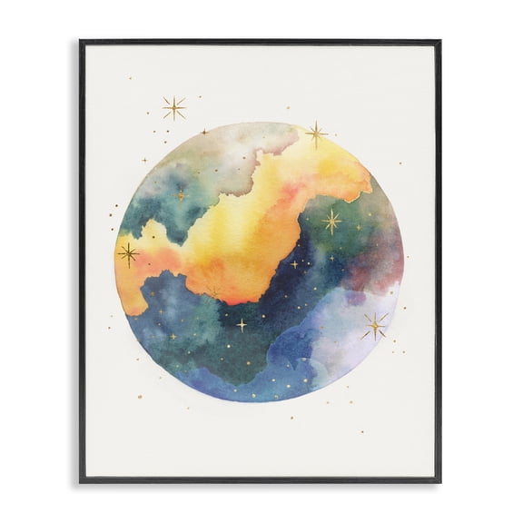 Stupell Industries Eclectic Nebula & Stars Watercolor Black Framed Giclee Art, 11 x 14, by Michael Willett