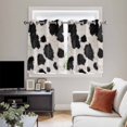 thumbnail image 5 of Black White Dots Kitchen Curtains Short 45 Inch Length, Farmhouse Cow Spots Fur Retro Textured Grommet Top Bedroom Living Room Curtains, Light Filtering Cafe Curtain Drapes 2 Panels Set 84''x45'', 5 of 9