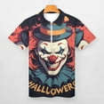 thumbnail image 3 of Psychedelic Clown Joker Men Zipper T-shirt Summer Casual Short Sleeve T-shirt Top, 3 of 7