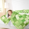 thumbnail image 4 of Homewish Fashion Green Square Bedding Comforter Set for Kids, Abstract Buffalo Piald Twin Comforter Sets, Vintage Oil Printing Reversible Bedding Set, Lightweight Room Decor, 2-Piece, 4 of 8
