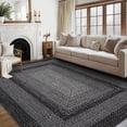 thumbnail image 2 of Garvee 4'x6' Printed Braided Rugs Farmhouse Bordered Carpet, Machine Washable Indoor Area Rug Non-Slip Low Pile Rugs for Living Room Bedroom Home Decor, Black, 2 of 9