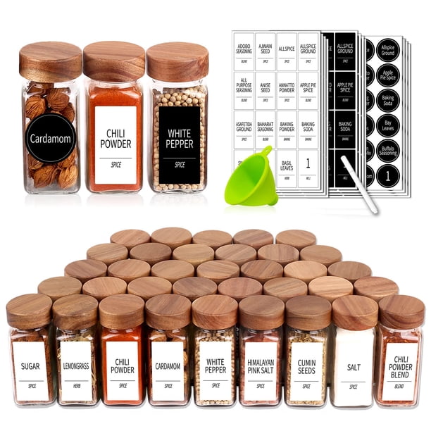 Juego de tarros de especias Churboro, 24 vasos, con tapas para coctelera, 120 ml, con etiquetas