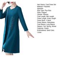 thumbnail image 7 of Quixlent 2 Pcs/Set Women Coat Dress Set Long Sleeve Flower Embroidered Mid Length Coat Sleeveless Solid Color V Neck Knee Length Dress Formal Elegant Style Lady Dress Coat Set, 7 of 7
