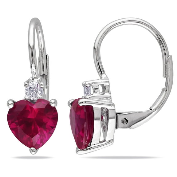 Everly Women's 3.37CT TGW Created Ruby Sterling Silver Heart Earrings