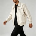thumbnail image 7 of Men's Lightweight Flight Bomber Jacket Casual Workwear Windbreaker Zip Up Coat Spring Fall Streetwear with Zipper Pockets for Travel Work Size 4XL Beige, 7 of 7