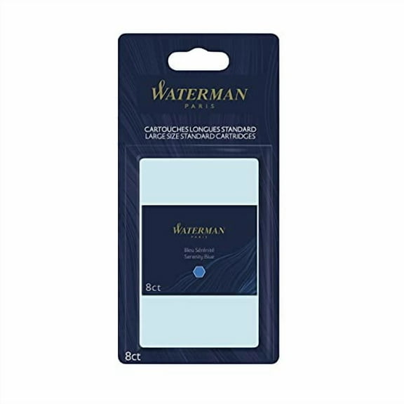 Waterman Standard Long Cartridges for Fountain Pens, Serenity Blue, Box of 8 (S0713021)