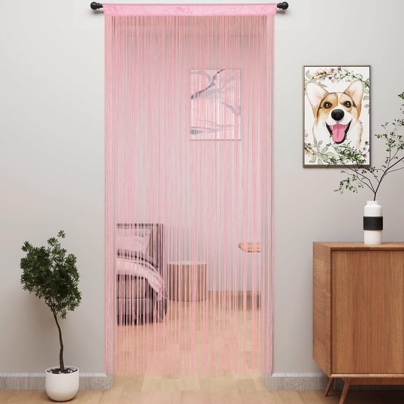 Door String Curtains Fringe Door Curtains for Doorways Window Room Decoration Living Room Divider(39"x79", Pink)