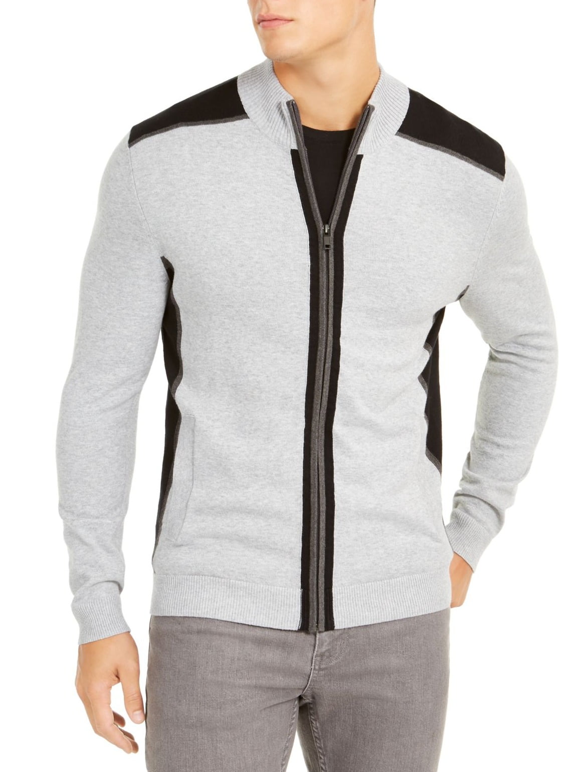 Alfani Mens Sweater Black Ribbed Knit 