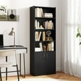 thumbnail image 5 of Barara King 70Inch 6-Tier Bookshelf with Adjustable Shelves and 2-Door Cabinet, Bookcase Display Standing Shelf for Living Room, Bedroom, Office Room, Study Room, Black, 5 of 7