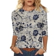 thumbnail image 2 of VBVC Women's 3/4 Sleeve Vintage Floral Tops,Ladies Lightweight Boho Pullover,Workout T-Shirts for Women,Multicolor,Size XL, 2 of 6