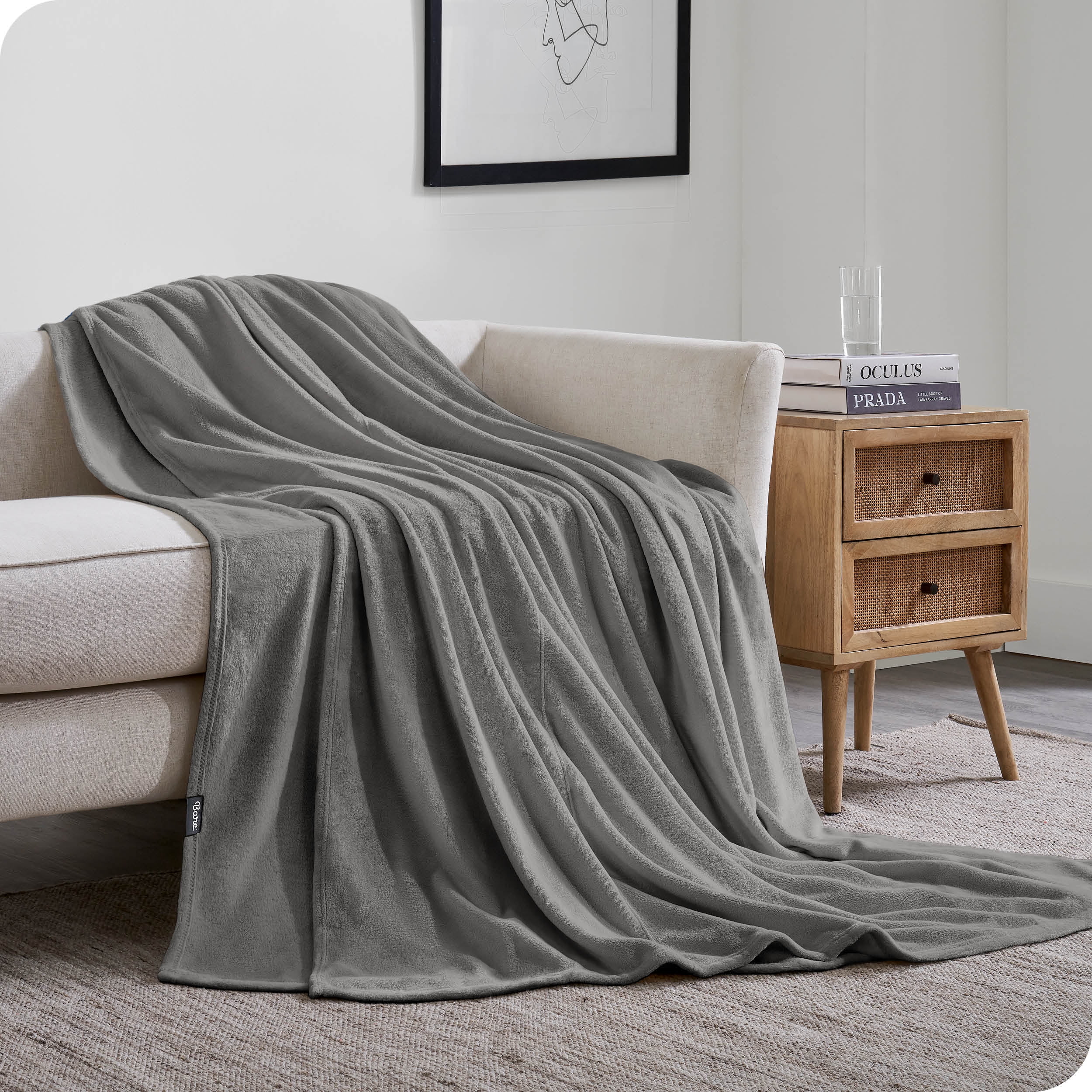 Bare Home Microplush Fleece Blanket, Plush, Ultra Soft, Giant, Gray