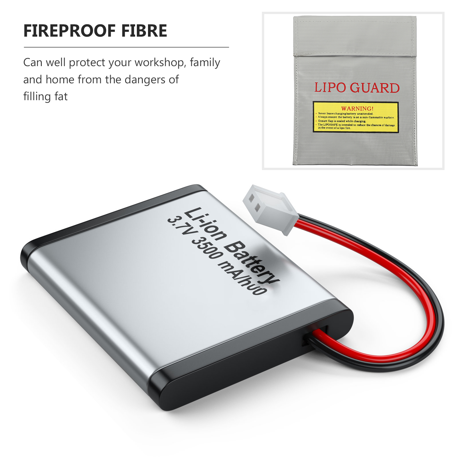 Lipo Battery Fireproof Bag Recharchargable Batteries Guard Safety Sack Storage Pack 18 X23cm Red