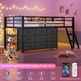 thumbnail image 3 of Twin Loft Bed with 9 Storage Drawers and 2 Storage Shelves, Low Loft Bed Twin Size with LED Lights,Stairs,Metal Bed with Safety Guardrail,Space Saving,No Box Spring Needed, Black, 3 of 8